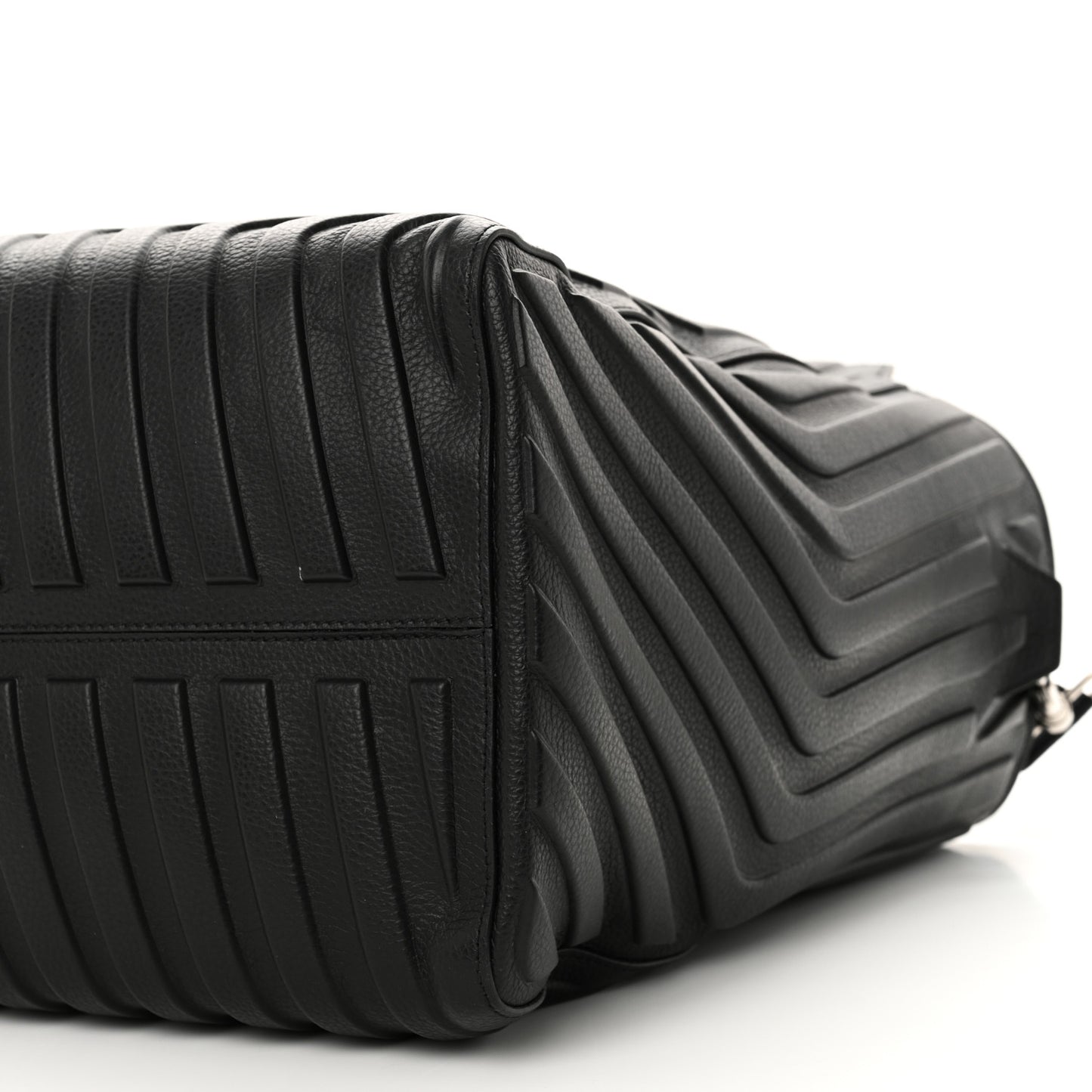 Grained Calfskin Embossed Car East West Tote Black