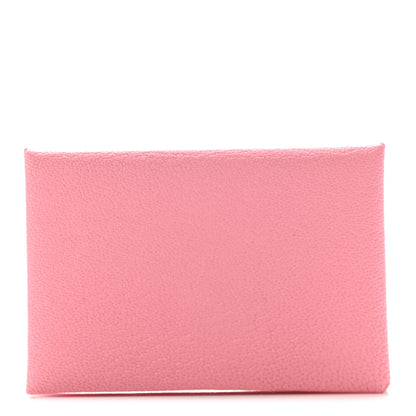 Hermes Chevre Verso Calvi Card Case Rose Confetti Brique 1 of 7