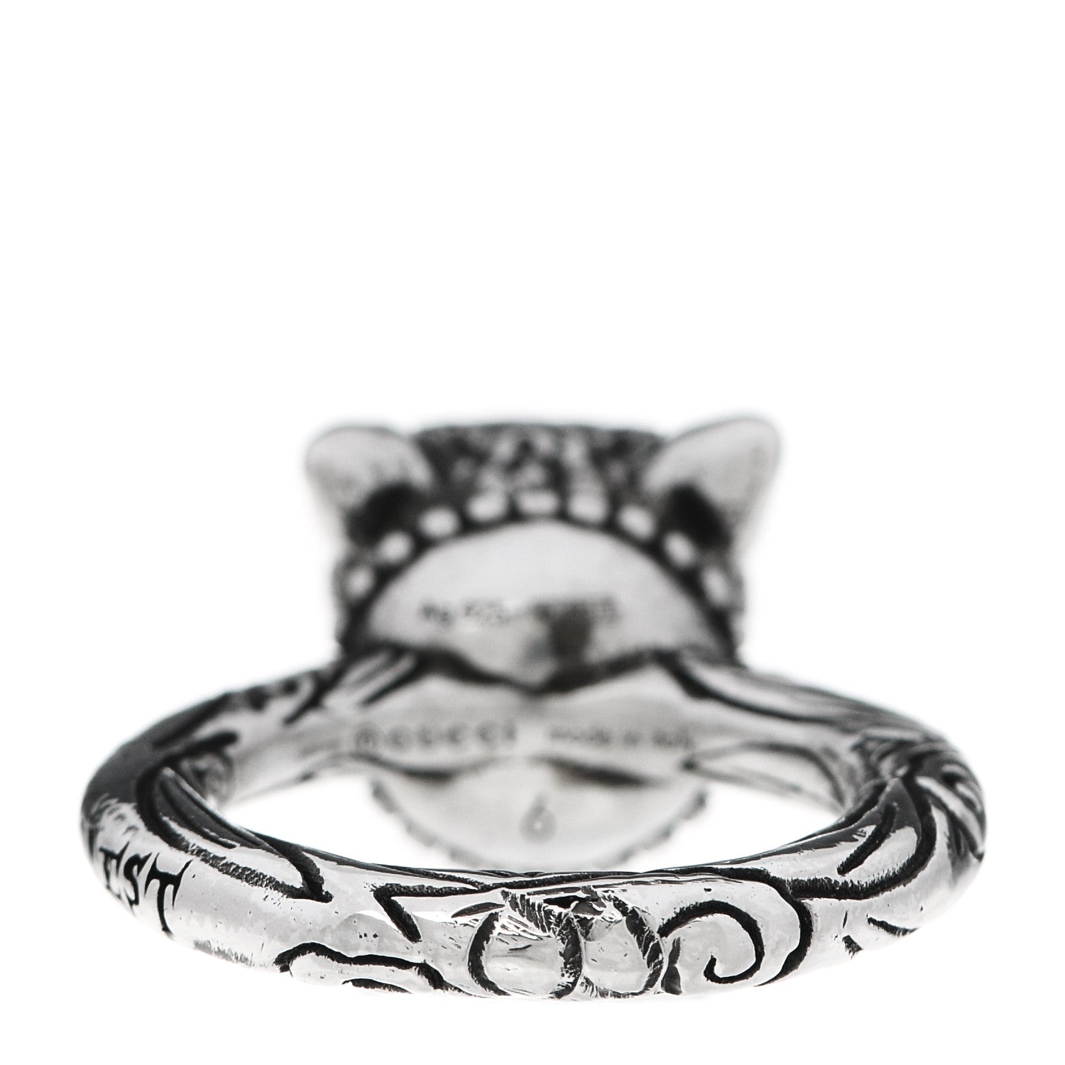 Gucci Sterling Silver Anger Forest Wolf Head Ring 46 3.75 4 of 5