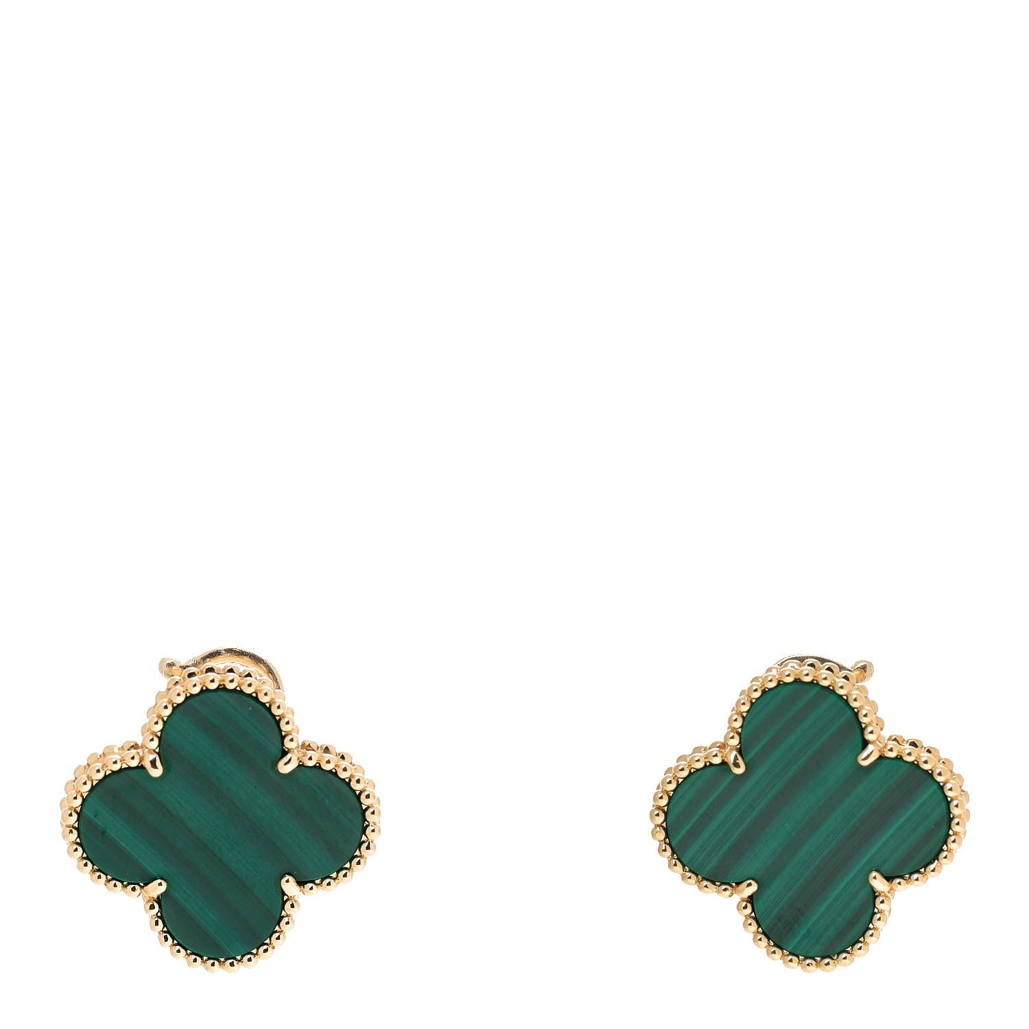 Van Cleef & Arpels 18K Yellow Gold Malachite Magic Alhambra Earrings 1 of 6