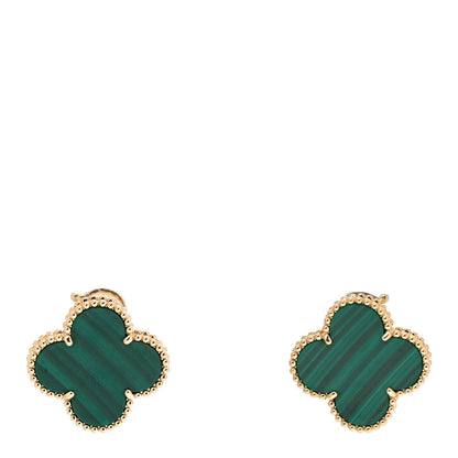 Van Cleef & Arpels 18K Yellow Gold Malachite Magic Alhambra Earrings 1 of 6