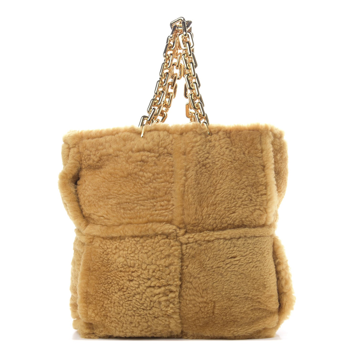 Bottega Veneta Shearling Intrecciato The Chain Tote Curry 1 of 9