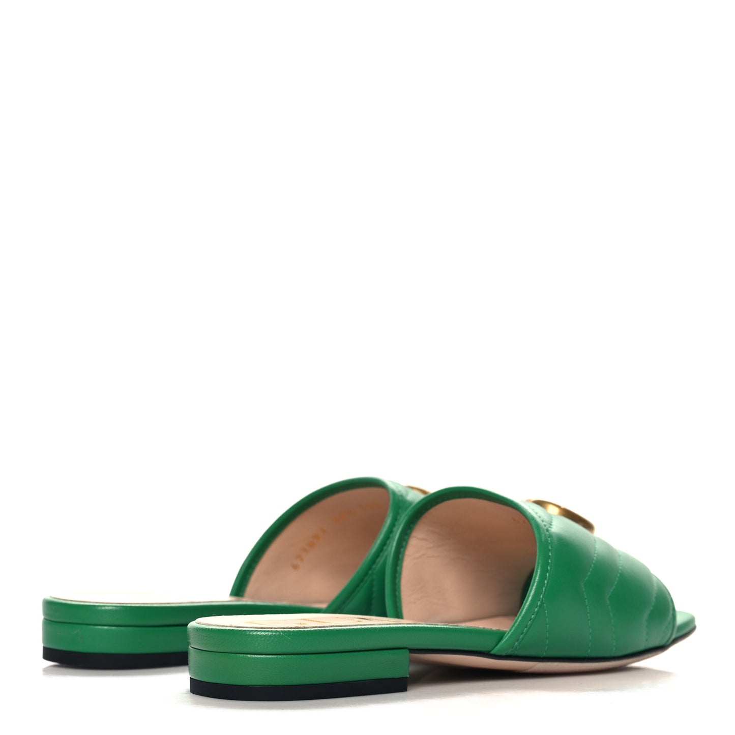 Nappa Matelasse GG Marmont Flat Slide Sandals 36.5 New Shamarock