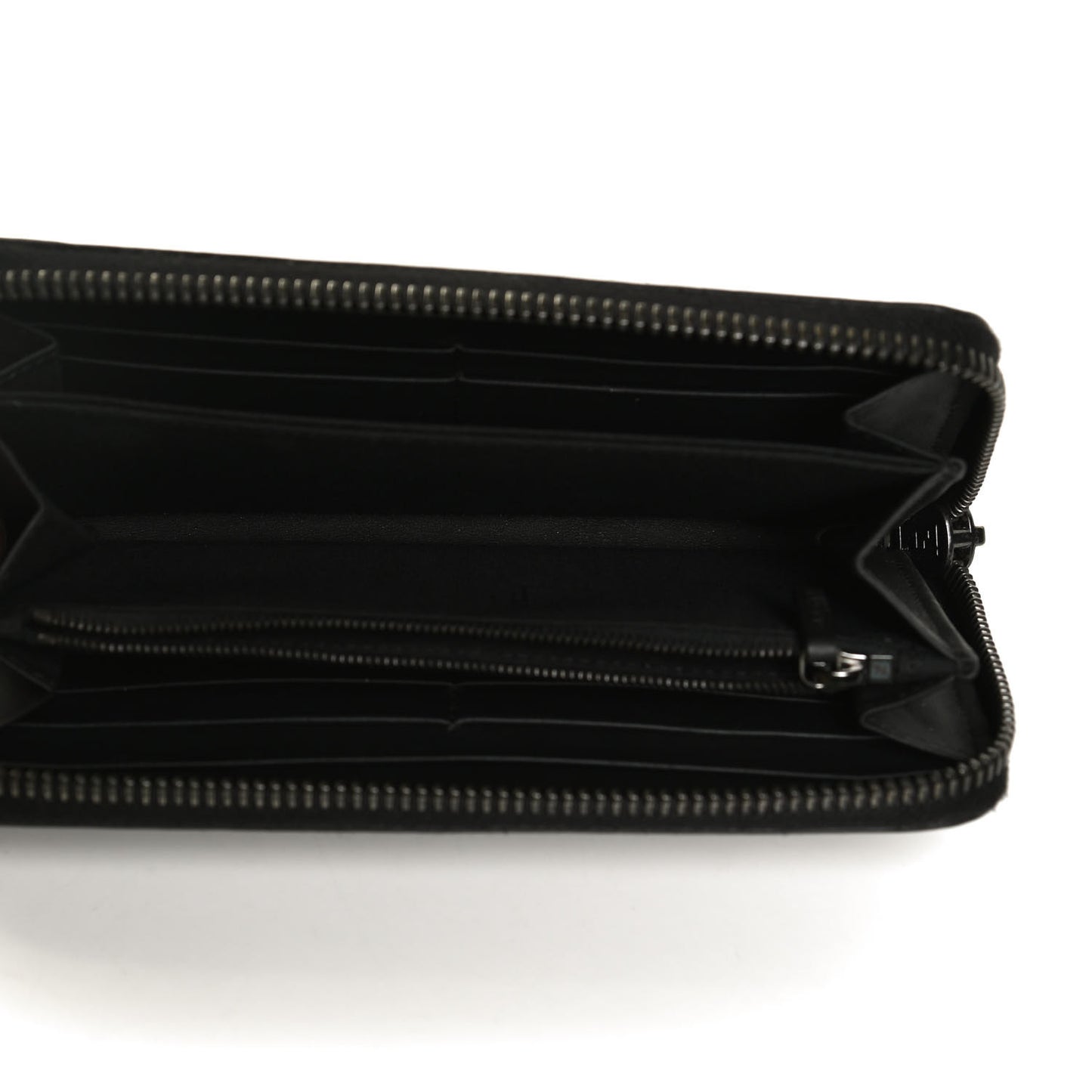 Vitello Grace FF 1974 Embossed Zip Around Wallet Black
