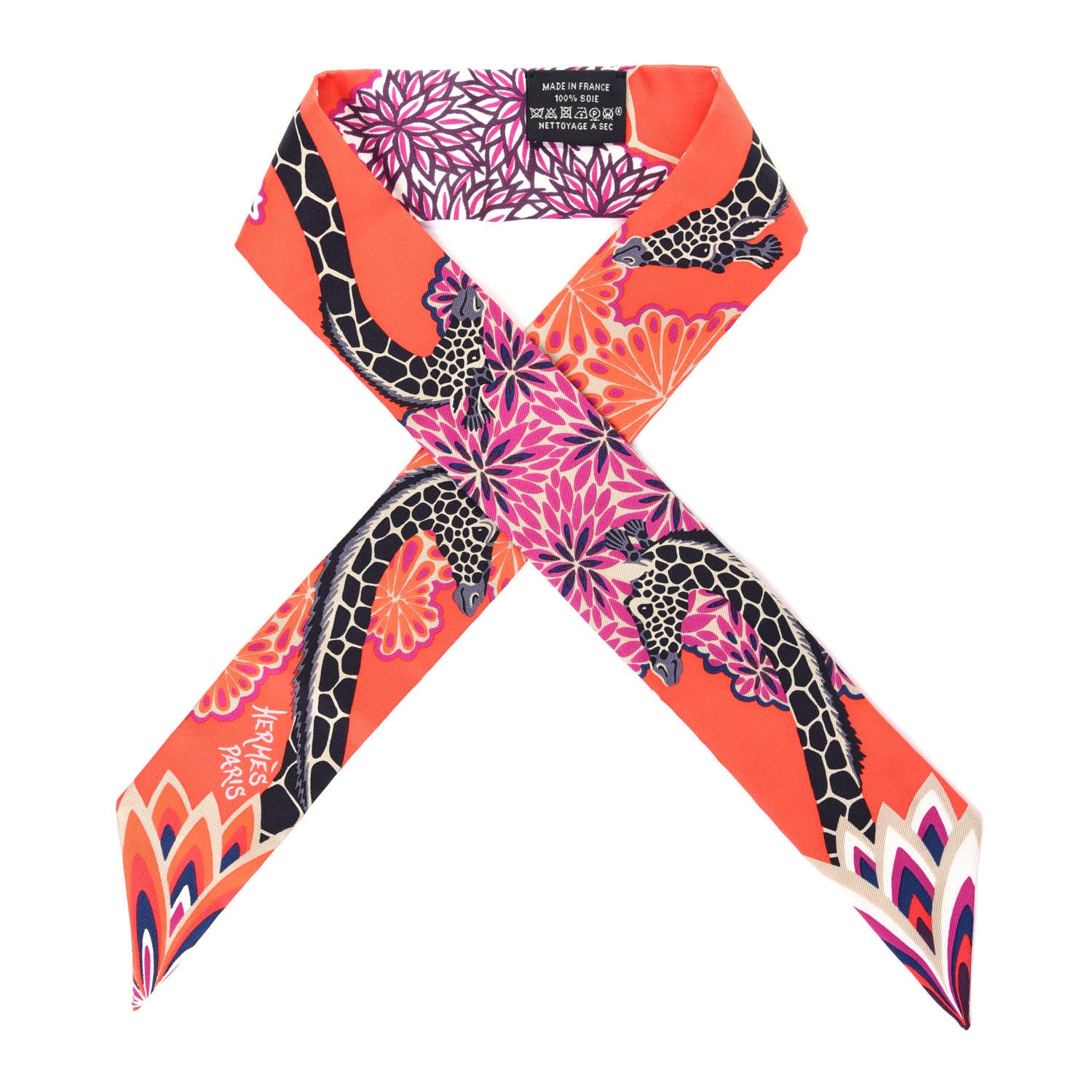 Hermes Silk The Three Graces Twilly Vermillion Fuchsia 1 of 4