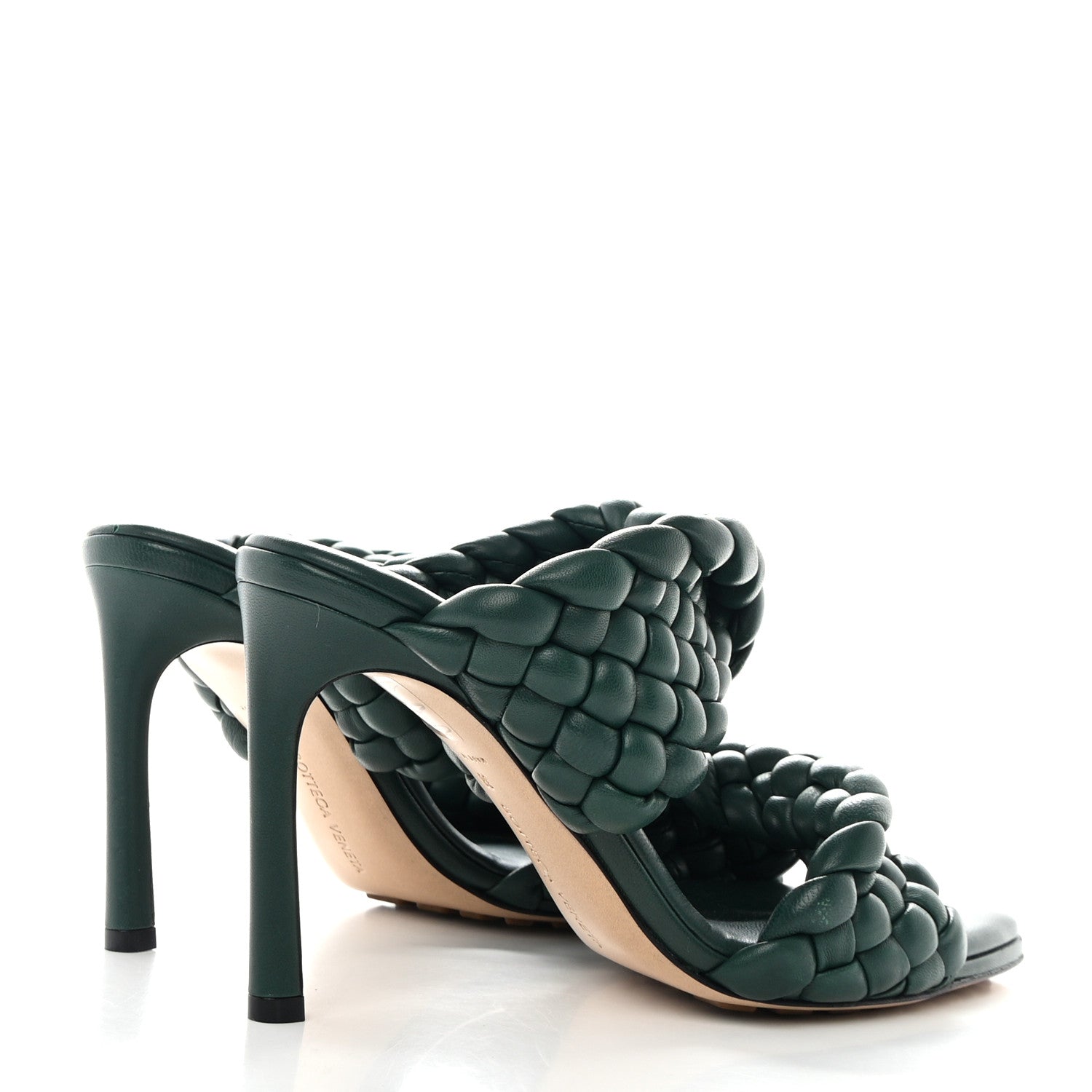 Bottega Veneta Nappa Twisted Padded Intrecciato Curve Slide Sandals 38 Vert Fonce 4 of 7