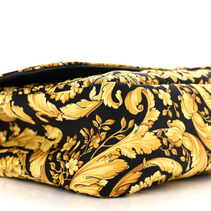 Versace Silk Barocco Printed Quilted Virtus V Chain Flap Shoulder Bag Black Gold 8 of 9
