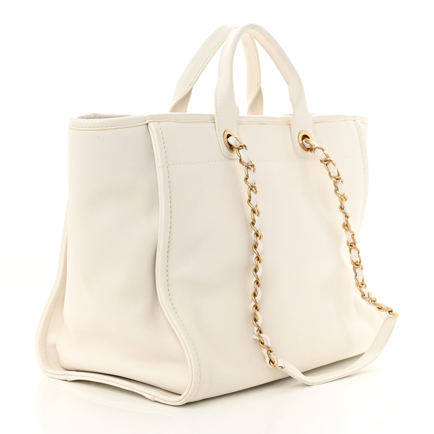 Calfskin Medium Deauville Tote White Multicolor
