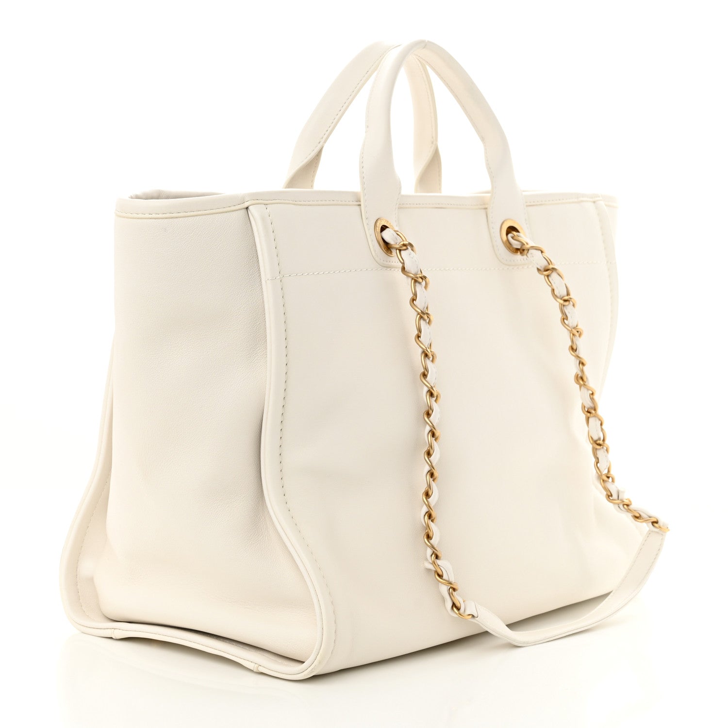 Chanel Calfskin Medium Deauville Tote White Multicolor 3 of 11