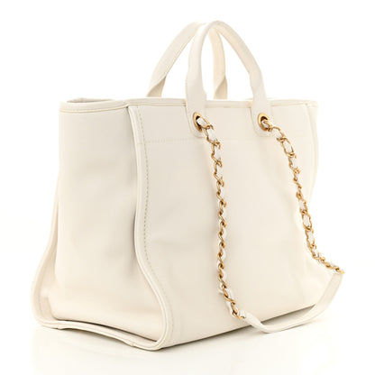 Chanel Calfskin Medium Deauville Tote White Multicolor 3 of 11