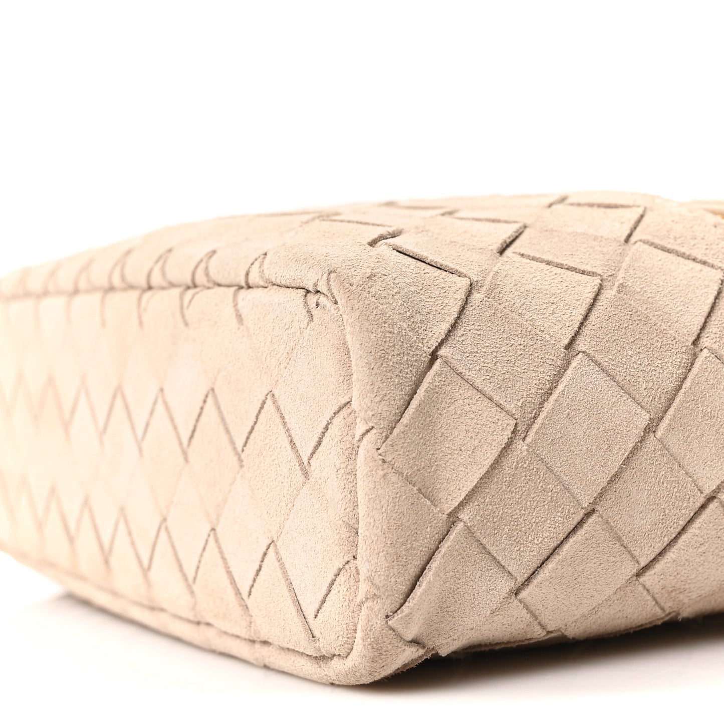 Suede Intrecciato Bang Bang Vanity Case Ecru