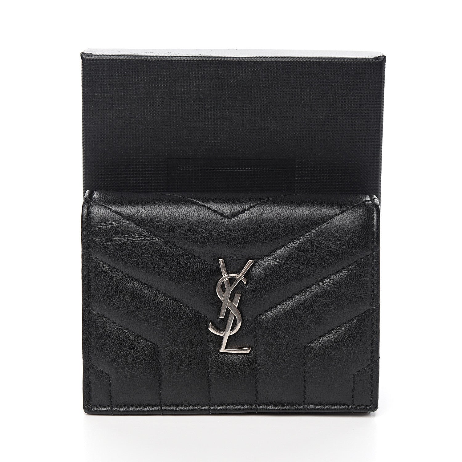 Saint Laurent Lambskin Y Quilted Monogram Loulou Flap Wallet Black 7 of 7
