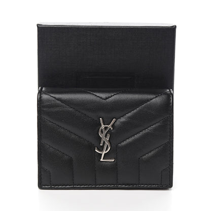 Saint Laurent Lambskin Y Quilted Monogram Loulou Flap Wallet Black 7 of 7