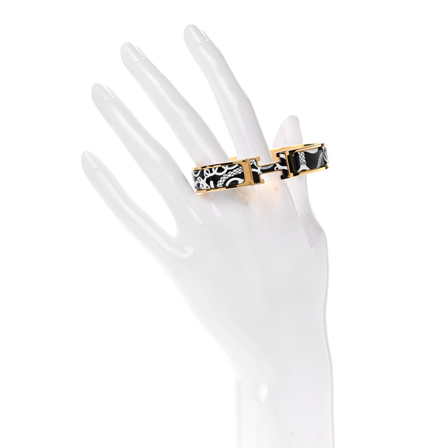 Hermes Enamel Printed Panoplie Equestre Narrow Clic Clac H Bracelet PM Positif Negatif 2 of 5