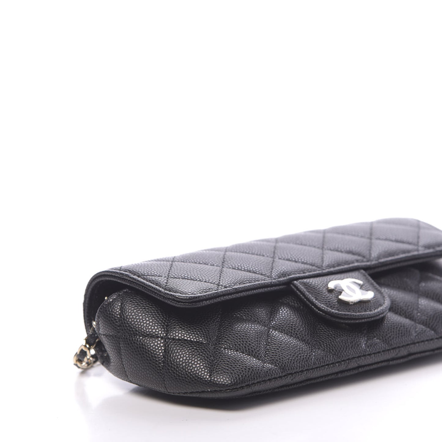 Caviar Quilted Glasses Case With Chain Black