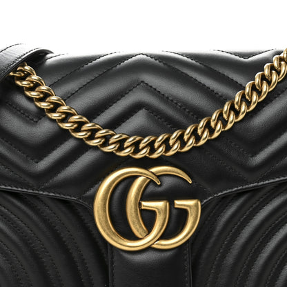 Gucci Calfskin Matelasse Small GG Marmont Shoulder Bag Black 8 of 12