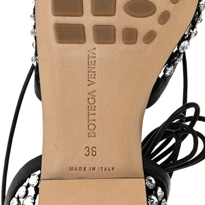 Bottega Veneta Mesh Nappa Crystal Embellished Sparkle Stretch Ankle Tie Flats 36 Black 7 of 9