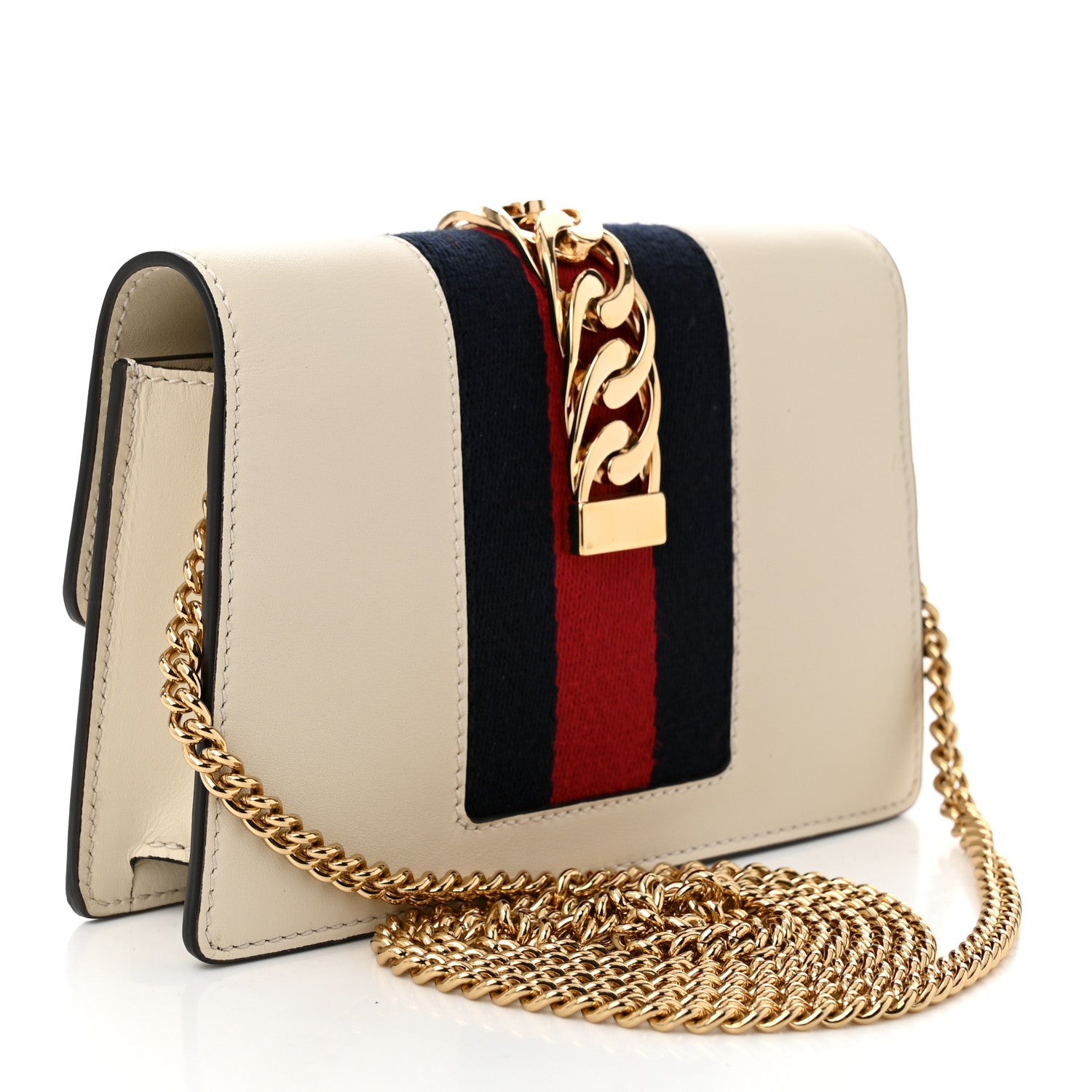 Gucci Calfskin Super Mini Sylvie Chain Shoulder Bag White 3 of 10