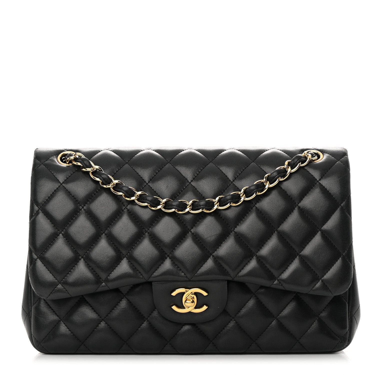 Chanel Lambskin Quilted Jumbo Double Flap Black 1 of 20