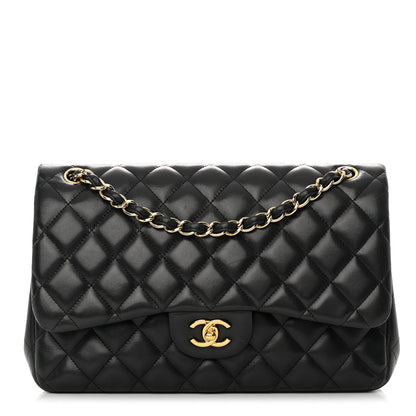 Chanel Lambskin Quilted Jumbo Double Flap Black 1 of 20
