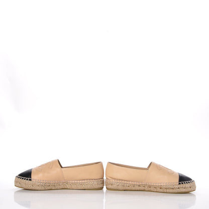 Chanel Lambskin CC Espadrilles 38 Beige Black 6 of 14