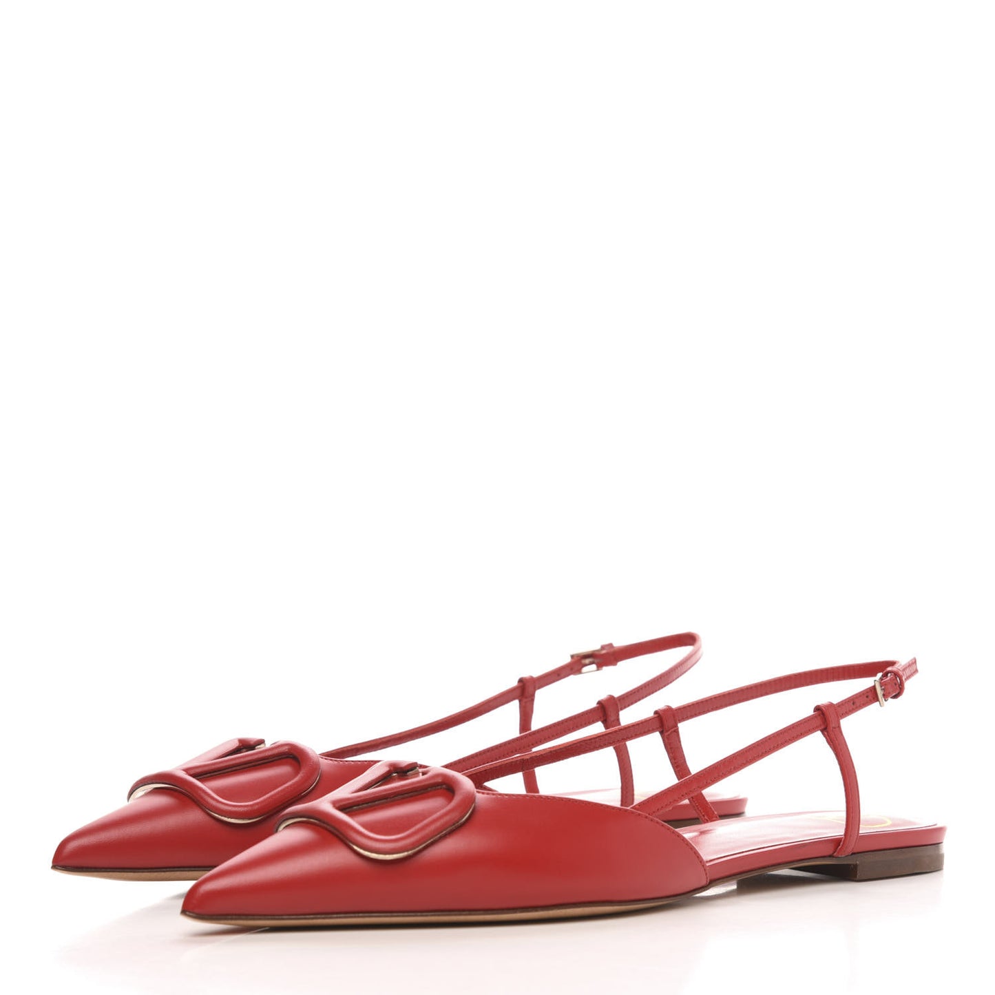 Nappa Vlogo Slingback Flats 38 Rouge Pur