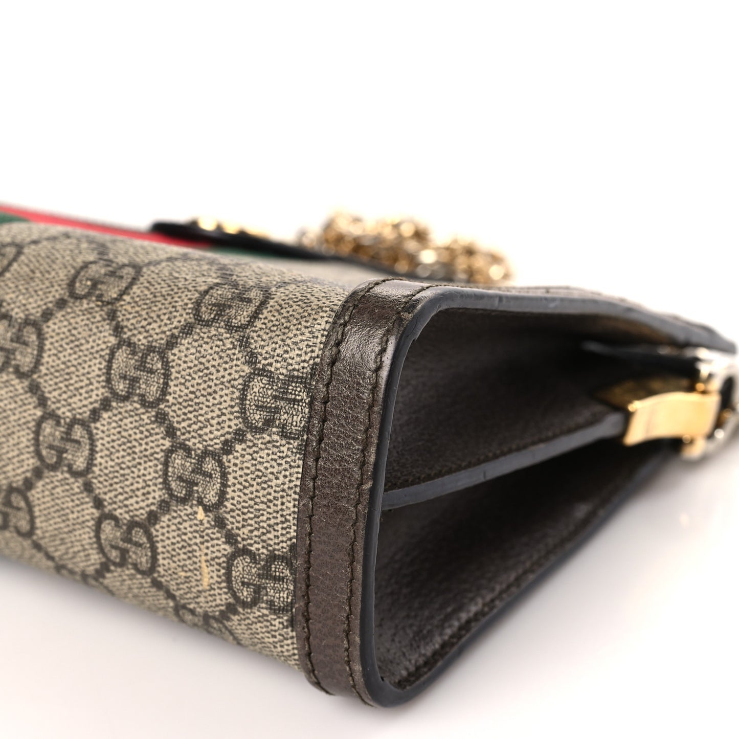 GG Supreme Monogram Web Small Ophidia Chain Shoulder Bag Brown
