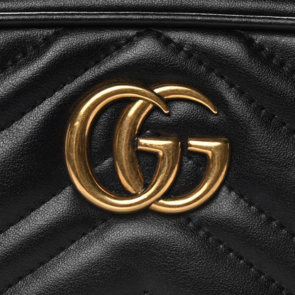 Gucci Calfskin Matelasse Mini GG Marmont Chain Shoulder Bag Black 8 of 16