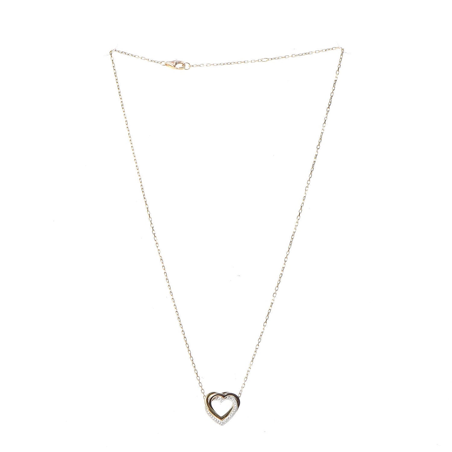 18K Pink Yellow White Gold Diamond Trinity Heart Pendant Necklace