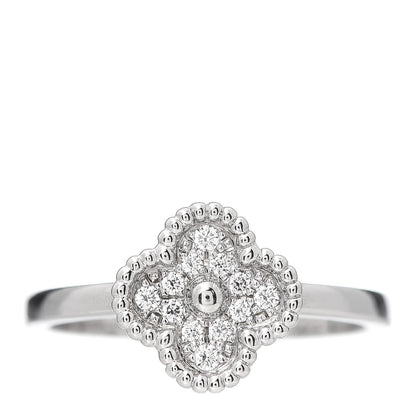 Van Cleef & Arpels 18K White Gold Diamond Sweet Alhambra Ring 50 5.25 1 of 7