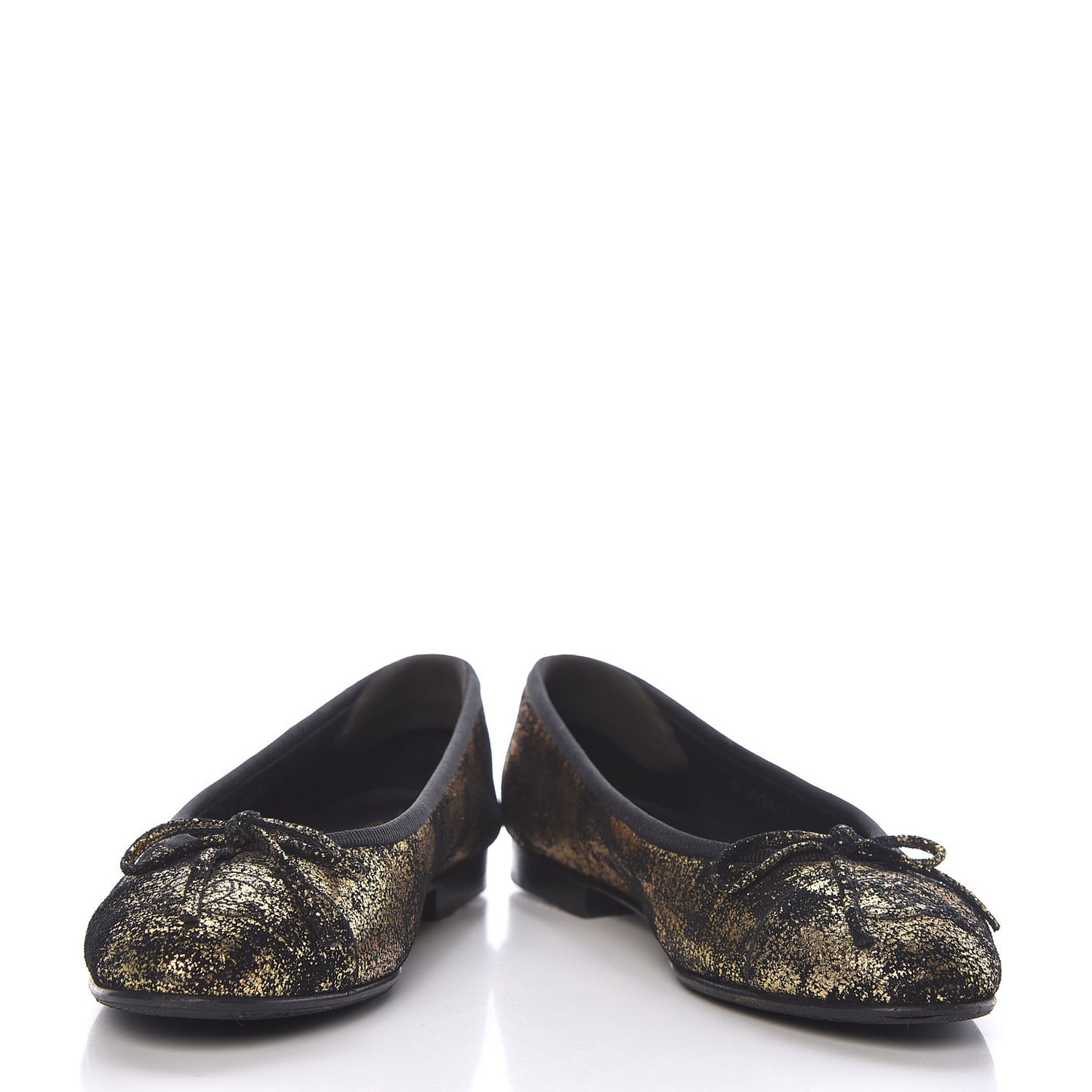 Laminated Suede Goatskin Cap Toe CC Ballerina Flats 35 Bronze