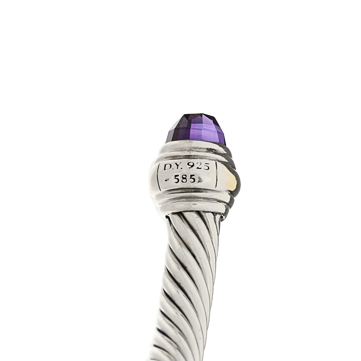 Sterling Silver 14K Yellow Gold Amethyst 5mm Cable Classics Bracelet