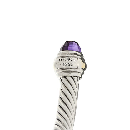 David Yurman Sterling Silver 14K Yellow Gold Amethyst 5mm Cable Classics Bracelet 3 of 3