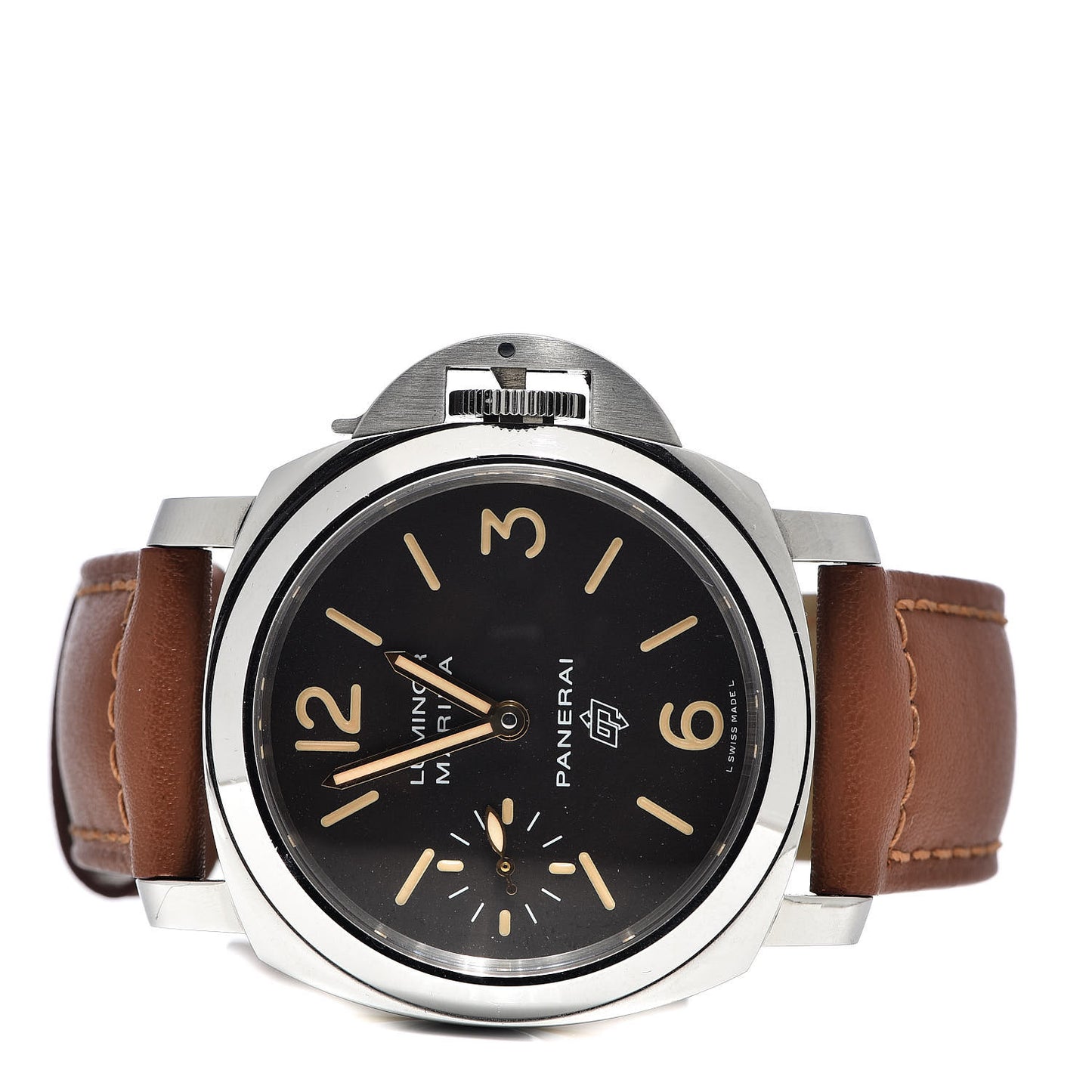 Stainless Steel Calfskin 44mm Luminor Marina Base Logo Manual Winding Watch Black PAM00632