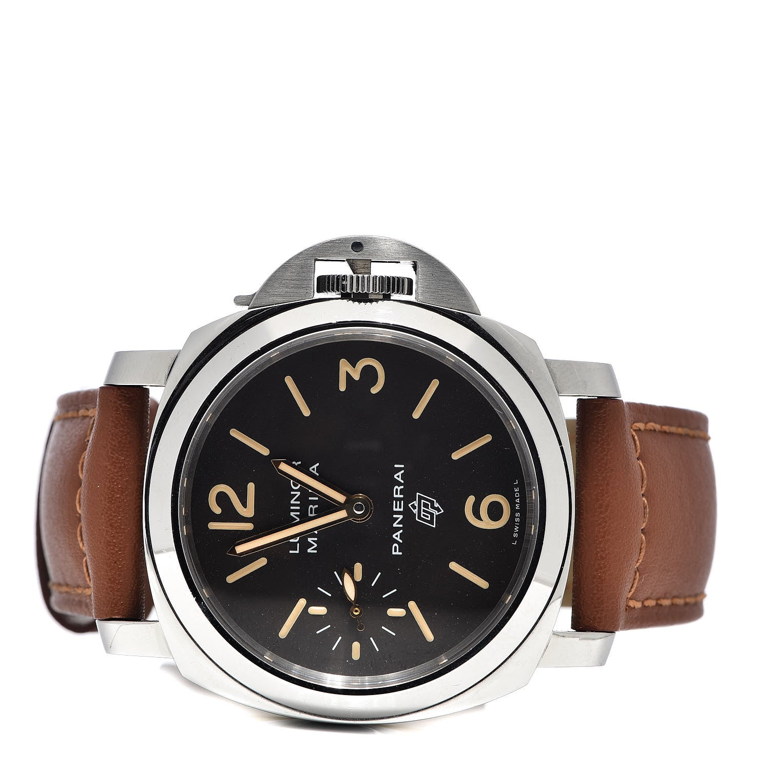 Panerai Stainless Steel Calfskin 44mm Luminor Marina Base Logo Manual Winding Watch Black PAM00632 3 of 12