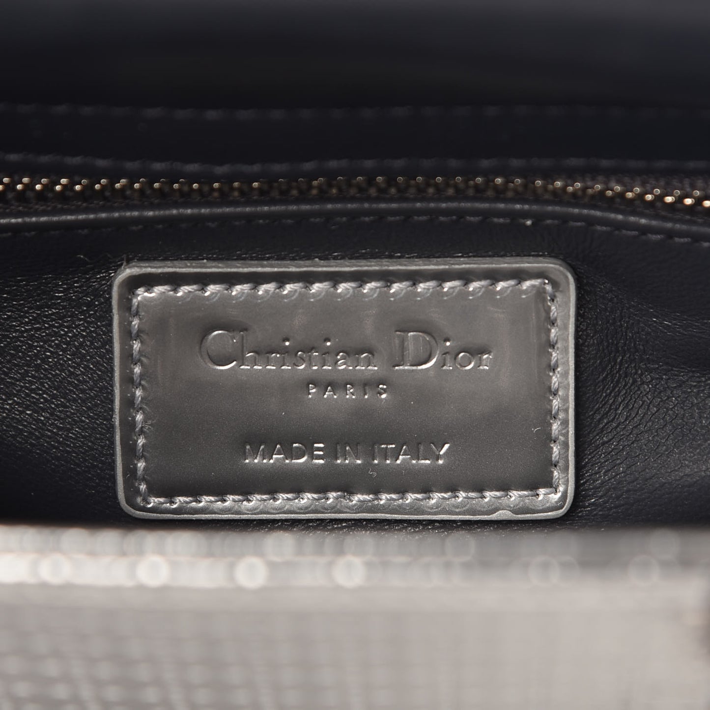 Metallic Patent Micro-Cannage Mini Lady Dior Silver
