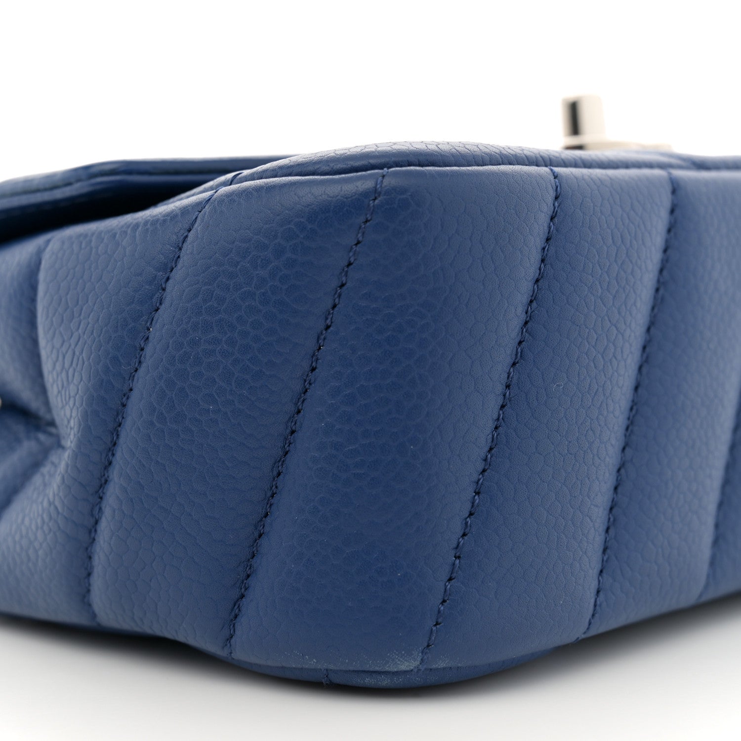 Chanel Caviar Chevron Quilted Small Single Flap Blue 9 of 11