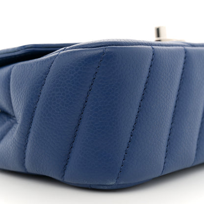 Chanel Caviar Chevron Quilted Small Single Flap Blue 9 of 11
