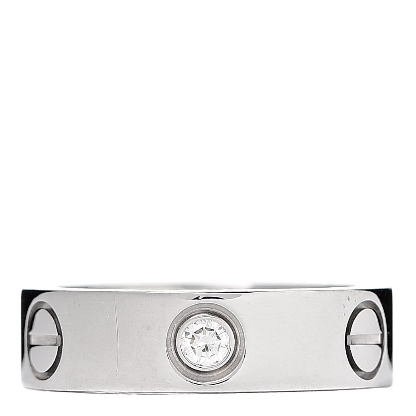 18K White Gold 3 Diamond 5.5mm LOVE Ring 50 5.25