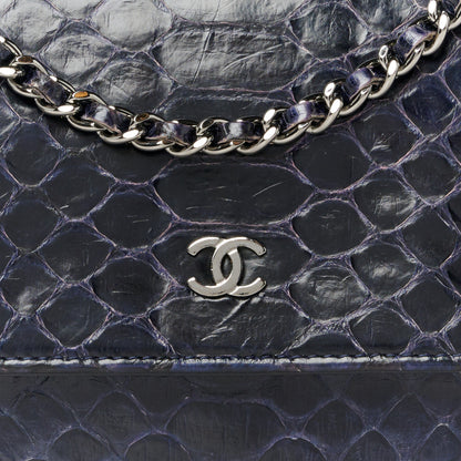 Chanel Snakeskin Wallet On Chain WOC Navy 9 of 12