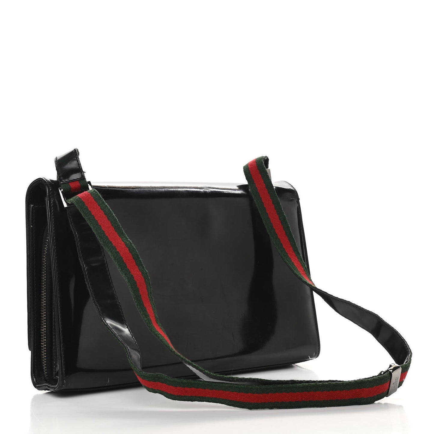 Patent Web Shoulder Bag Black