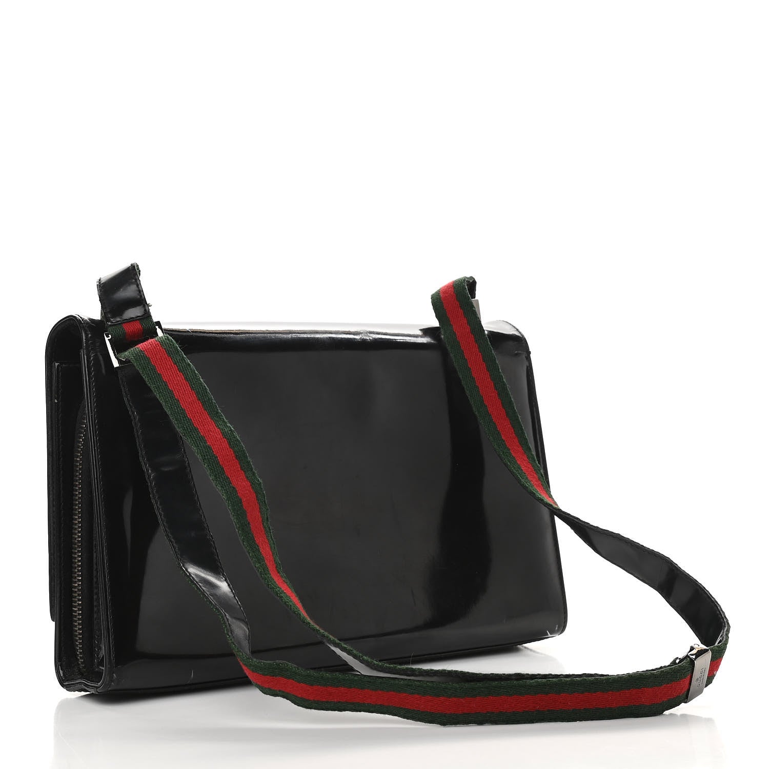 Gucci Patent Web Shoulder Bag Black 2 of 17