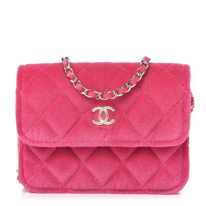 Chanel Velvet Quilted Pearl Crush Flap With Chain Pink 1 of 11