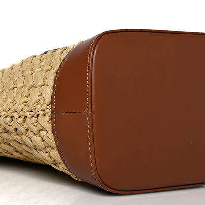 Celine Raffia Calfskin Small Triomphe Bucket Natural Tan 6 of 7