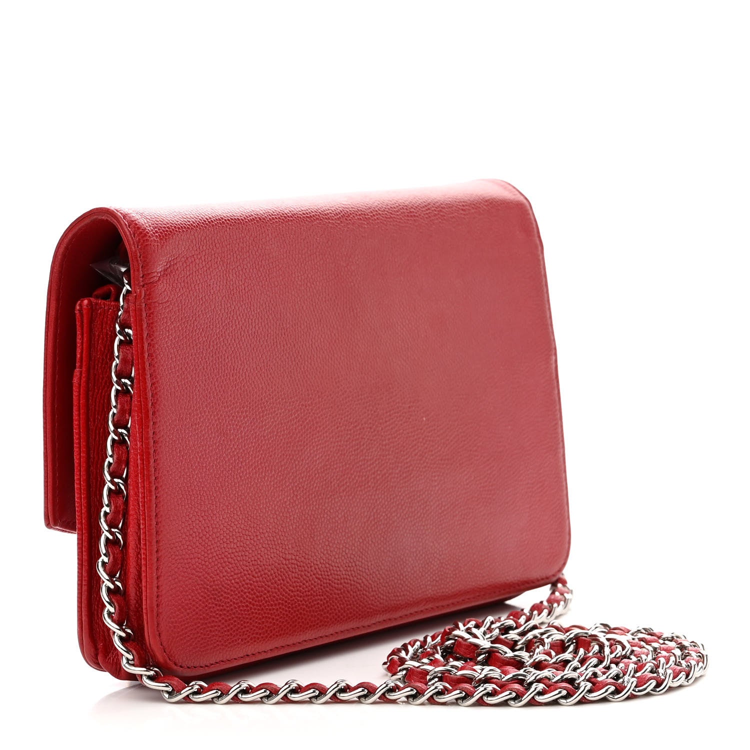 Chanel Caviar Sevruga Wallet on Chain WOC Red 2 of 14