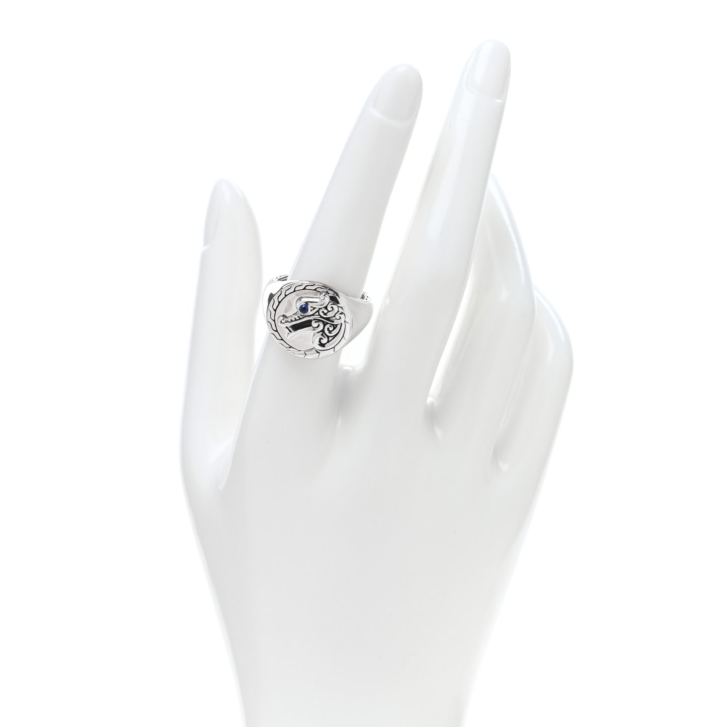 Sterling Silver Sapphire Legends Naga Dragon Signet Ring 57 8