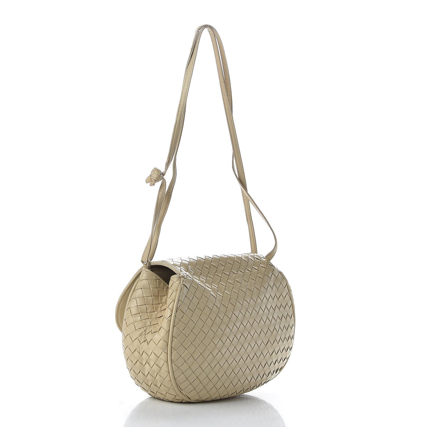 Nappa Intrecciato Crossbody Flap Bag Beige