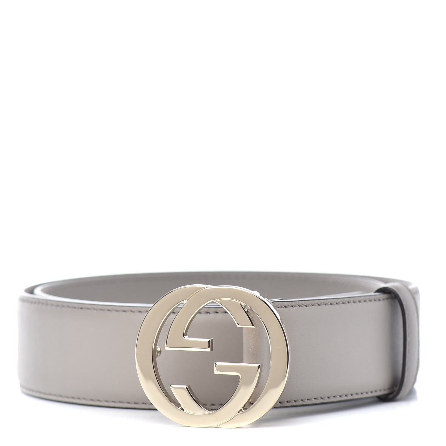Moon Calfskin Interlocking G 37mm Belt 85 34 Storm Grey