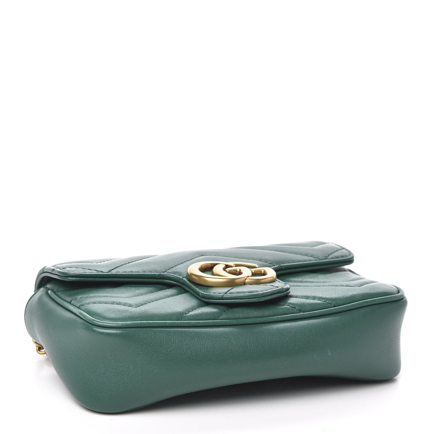 Calfskin Matelasse Super Mini GG Marmont Shoulder Bag Emerald Green
