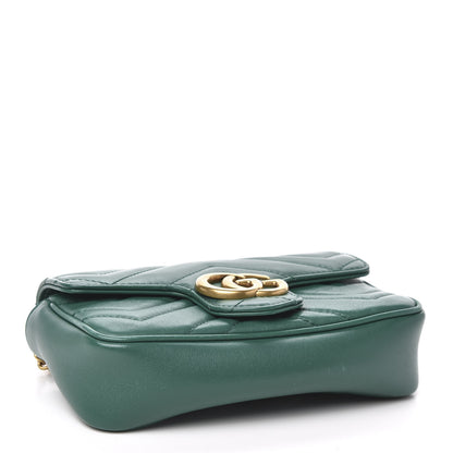 Gucci Calfskin Matelasse Super Mini GG Marmont Shoulder Bag Emerald Green 4 of 13